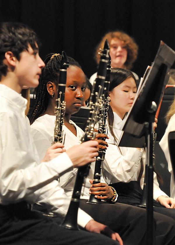Students performing at the 2023-2024 All County Band Concert